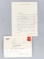 Lettre signée datée du 8 décembre 1941 [adressée à la journaliste et écrivain bordelaise Luce Doll ] : 'Oui, c'est bien P. L. Couchoud avec son Fil de l'eau qui a été le premier haïjin fran&cced