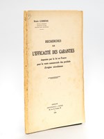 Recherches sur l'efficacité des garanties imposées par la loi en France pour la vente commerciale des produits d'origine microbienne. [ Livre dédicacé par l'auteur ]