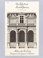 Architecture de la Renaissance. Palais des Tuileries. Fragment de la façade de Delorme [ Beau lavis original ]