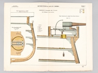 Aide-Mémoire d'Artillerie Navale. Planches. 3e Livraison 1878 (Chapitre VI : Renseignements sur les navires) : Planche 4 : Cuirassés de 1er Rang. Le Suffren (Type Océan). Coupe transversale au maître. Coupe transversale suivant