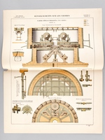 Aide-Mémoire d'Artillerie Navale. Planches. 3e Livraison 1878 (Chapitre VI : Renseignements sur les navires) : Planche 16. Garde-Côtes cuirassés (Type Cerbère). Coupes transversales de la tourelle. [ On joint : ] Planche 17. Gar