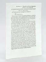 L'administration Départementale de la Gironde, A l'Administration du Canton d... A Bordeaux, Thermidor an 6e de la République française : 'Citoyens, Vous avez reçu la loi du 18 et l'arrêté du Directoire exéc