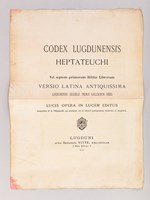Codex Lugdunensis Heptateuchi [ Prospectus pour l'édition Vitte de 1901 ] Vel septem primorum Bibliae Librorum, Versio Latina Antiquissima
