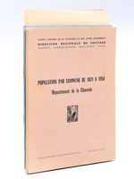 [ Lot de 2 volumes relatifs au recensement ou à la démographie de la Charente ] Population par Commune de 1821 à 1954. Département de la Charente [ Avec : ] Recensement de 1968. Population du Département de la Charente.