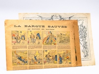 [ Lot de 3 pièces relatives aux Emprunts de la Défense Nationale 1914-1919 ] Souscription Nationale - La Barque sauvée par Baudry de Saunier - Certificat de participation à l'Emprunt de la Défense nationale