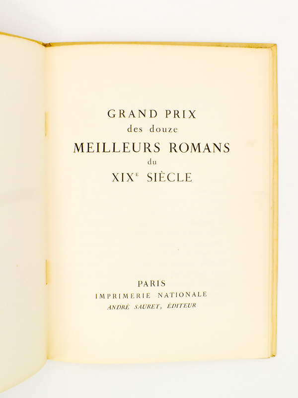 Grand Prix Des Douze Meilleurs Romans Du XIXe Siècle ( Plaquette De ...