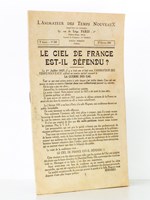 Le ciel de France est-il défendu ? ( L'Animateur des Temps Nouveaux N° 260 du 27 février 1931, numéro spécial présentant les idées essentielles exposées lors de la conférence du 2 février