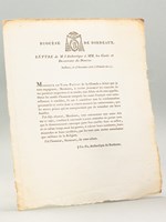 Diocèse de Bordeaux. Lettre de M. l'Archevêque à MM. les Curés et Desservans du Diocèse. [ 25 Novembre 1805 ] 'Monsieur le Vice-Préfet de la Gironde a désiré que je vous engageasse, Messieurs, à