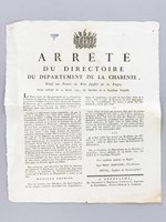 Arrêté du Directoire du Département de la Charente, Relatif aux Fermiers des Biens séquestrés sur les Emigrés. Séance publique du 29 Janvier 1793, l'an deuxième de la République François