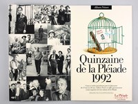 Dépliant publicitaire cartonné pour l'Album Prévert. Quinzaine de la Pléiade 1992. Conçu et réalisé spécialement pour la Quinzaine du 15 mai au 30 mai, l'album Prévert est offert gracieusement