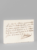 Billet autographe signé daté du 2 nivôse an 13 [ 23 décembre 1804 ] : « J'ai reçu de Messieurs Giguet & Michaud la somme de Dix Huit Cent Livres, pour solde du premier payement stipulé dans notre Co