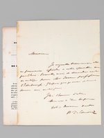 [ Lettre autographe signée - On joint le Discours de Berriat-Saint-Prix prononcé aux Funérailles de M. William Edwards : ] 1 L.A.S. d'une page, adressée à M. Sivial, rue Caumartin : 'Monsieur, je regrette beaucoup de ne