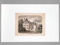Château Haut-Brion (Pessac, près Bordeaux) à M. Amédée Larrieu [ Gravure originale en couleurs ]