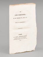 Des Lois existantes et du décret du 9 Mai 1815 [ Edition originale ]