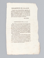 Proclamation du Roi, du 20 avril 1815 [ Edition originale ] 'Français, l'heure de votre délivrance approche ; restez paisible : l'ennemi de la France ne sera bientôt plus ; je vous en suis garant' [ etc... ]