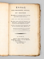 Essai d'une Bibliographie Annuelle, ou Résumé des différens Catalogues de Livres qui ont paru dans le cours de l'an 9 ; avec les prix des Articles.