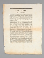 Bonaparte au 4 mai 1815. 'Le système des journaux de Buonaparte n'est pas changé quant au fond ; c'est toujours le même esprit de mensonge, d'impudence et de perfidie, mais dans la vue d'un résultat différent [... ] Vous