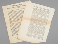 [ Lot de 2 placards royalistes opposés à l'Acte additionnel : ] Déclaration sur un Acte intitulé : Acte additionnel aux Constitutions de l'Empire [ 3 mai 1815 ] [ On joint : ] Motifs d'un Citoyen qui a voté sur la Consti