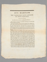 Aux Habitans des Faubourgs Saint-Antoine et Saint-Marceau [ Avec : ] Déclaration de Monseigneur le Duc d'Orléans Premier Prince du Sang de France. 'Bons Habitans des Faubourgs, peuple paisible et laborieux ! On vous trompe : des traîtr