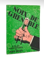 Noix de Grenoble, cueillies par Jean Brian, mises en sac avec André Bauloz. [on joint : ] une caricature manuscrite par Jean Brian.